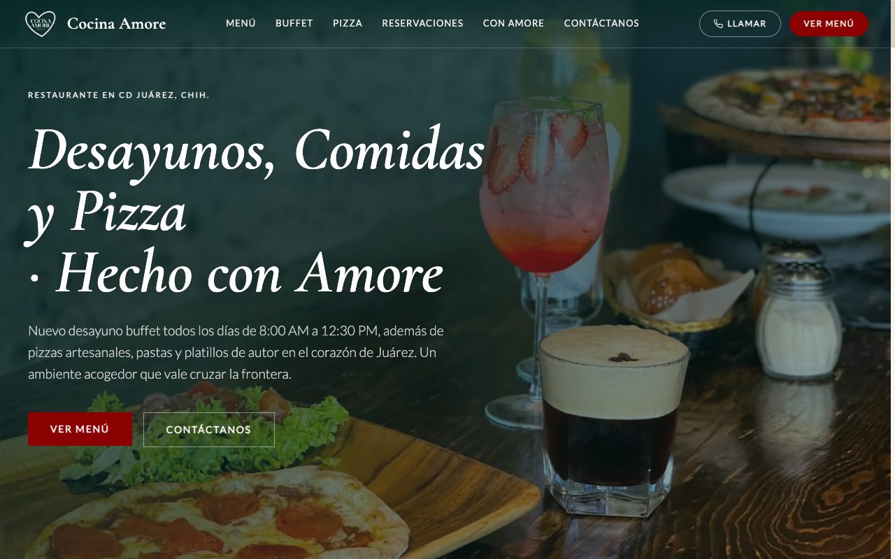 Cocina Amore's new website