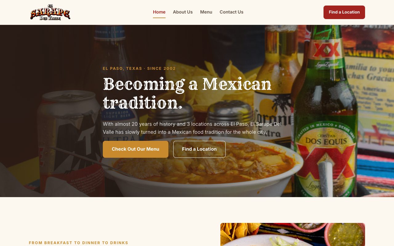 El Sarape del Valle's new website